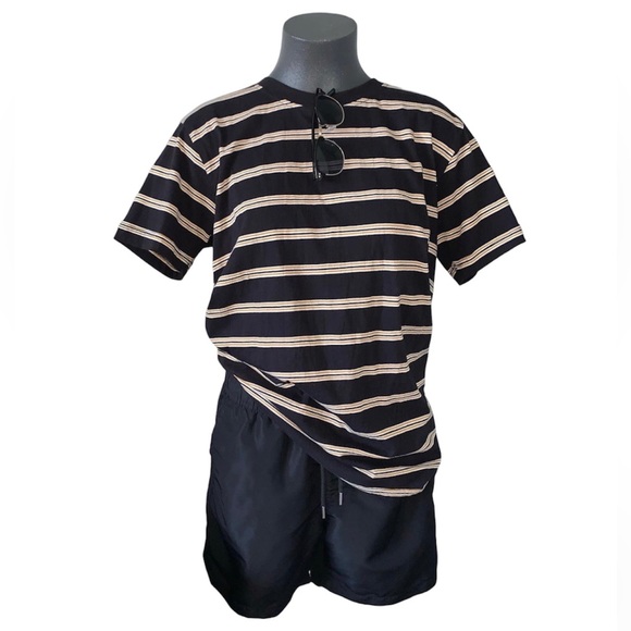 MENS BLACK AND YELLOW STRIPE T SHIRT - Picture 3 of 3